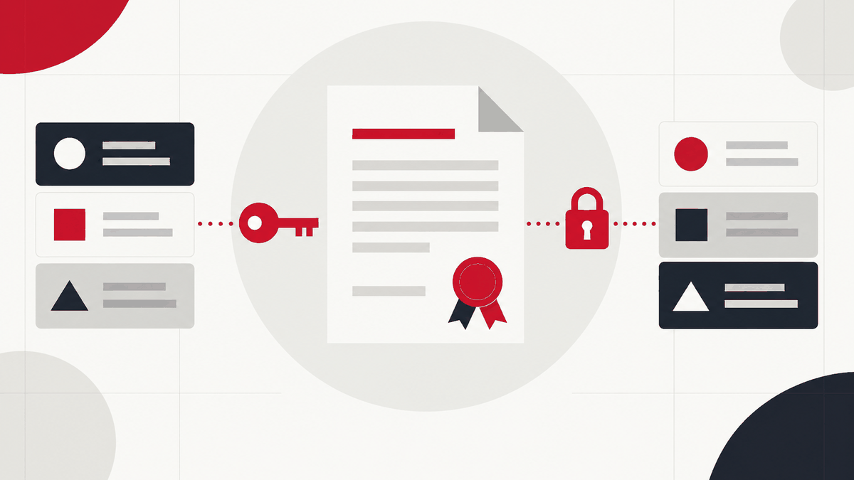 Illustration of a licence agreement linking two sets of business data