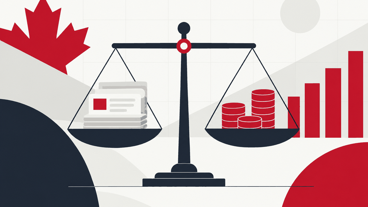 Illustration of a scale weighing company data against value